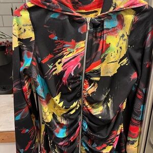 SNO SKINS Micro Fiber Graffiti print hoodie full zip jacket Ladies Size L